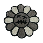 BLACK AND WHITE FLORAL RUG