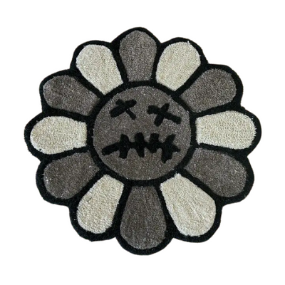 BLACK AND WHITE FLORAL RUG