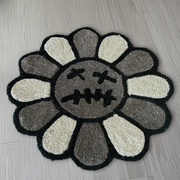 BLACK AND WHITE FLORAL RUG