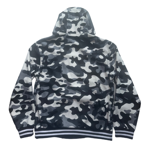 ACTCOOL HOODED CAMO BUTTON-UP BLACK & WHITE