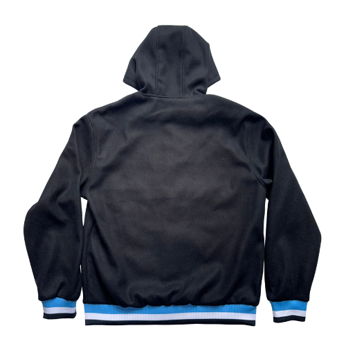 ACTCOOL HOODED BUTTON-UP BLACK BLUE & WHITE