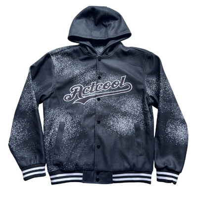 ACTCOOL HOODED GRAPHIC BUTTON-UP BLACK & WHITE