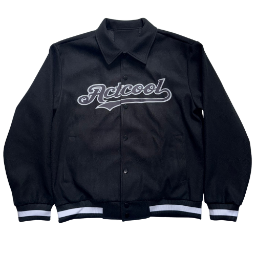 ACTCOOL BUTTON-UP COLLAR JACKET BLACK & WHITE
